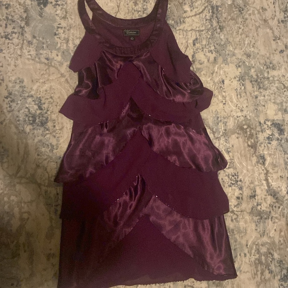 Small dress barn purple ruffle dress